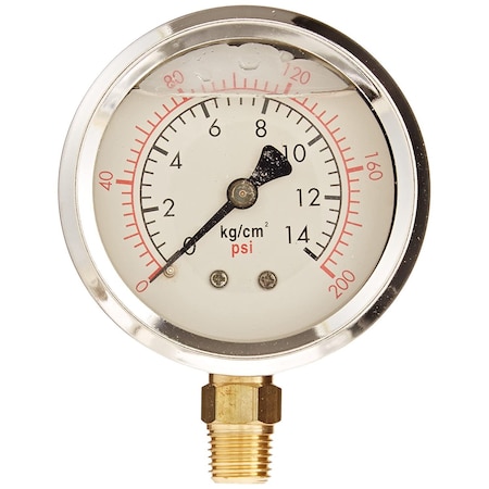 Wika Instrument Corporation GEC™ 2-1/2" Pressure Gauge, 3000 PSI/KPA, 1/4" NPT LM, Plastic 52925749